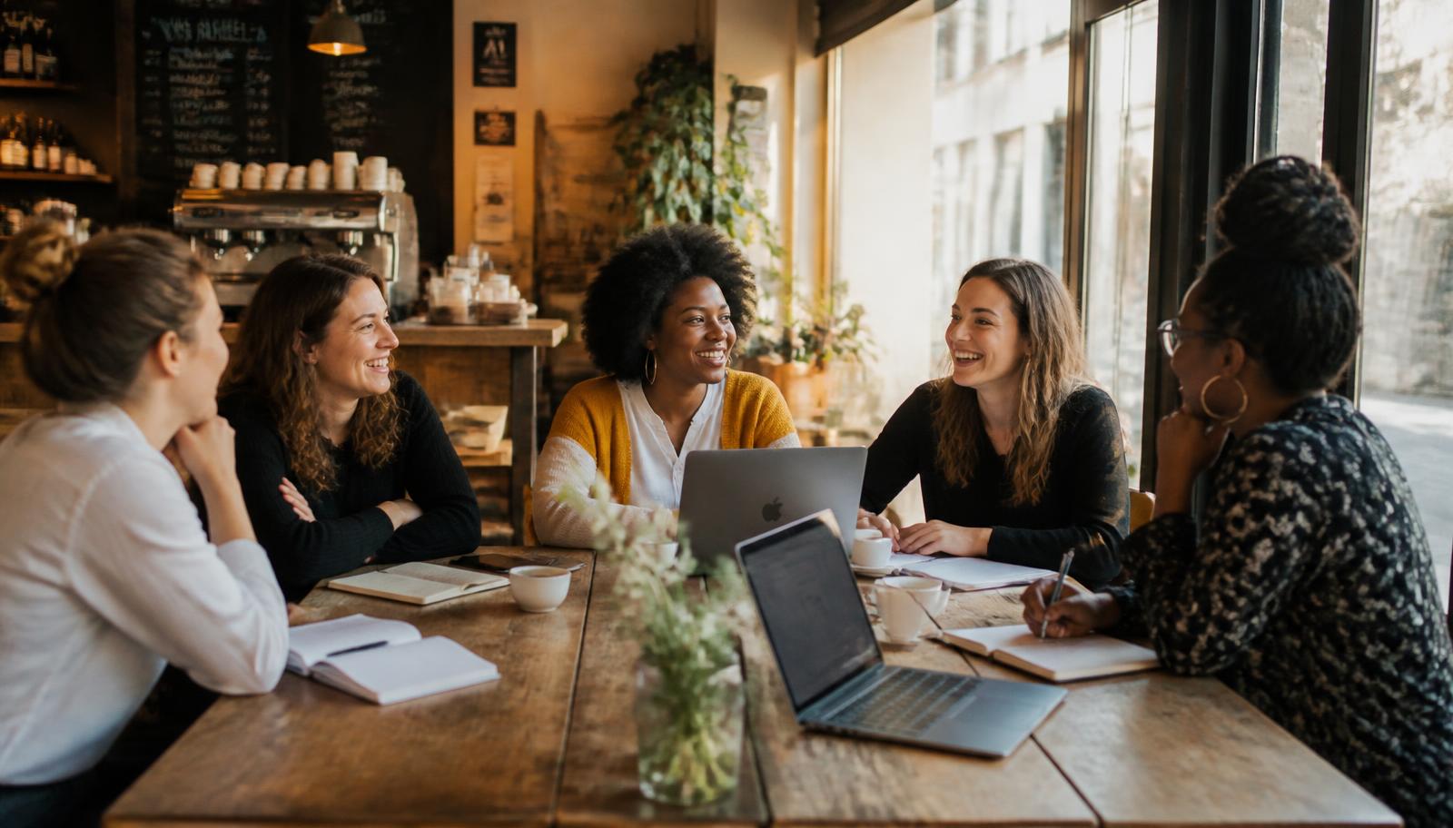 Entrepreneuses réunies autour d'un café dans un cadre chaleureux dans les Landes