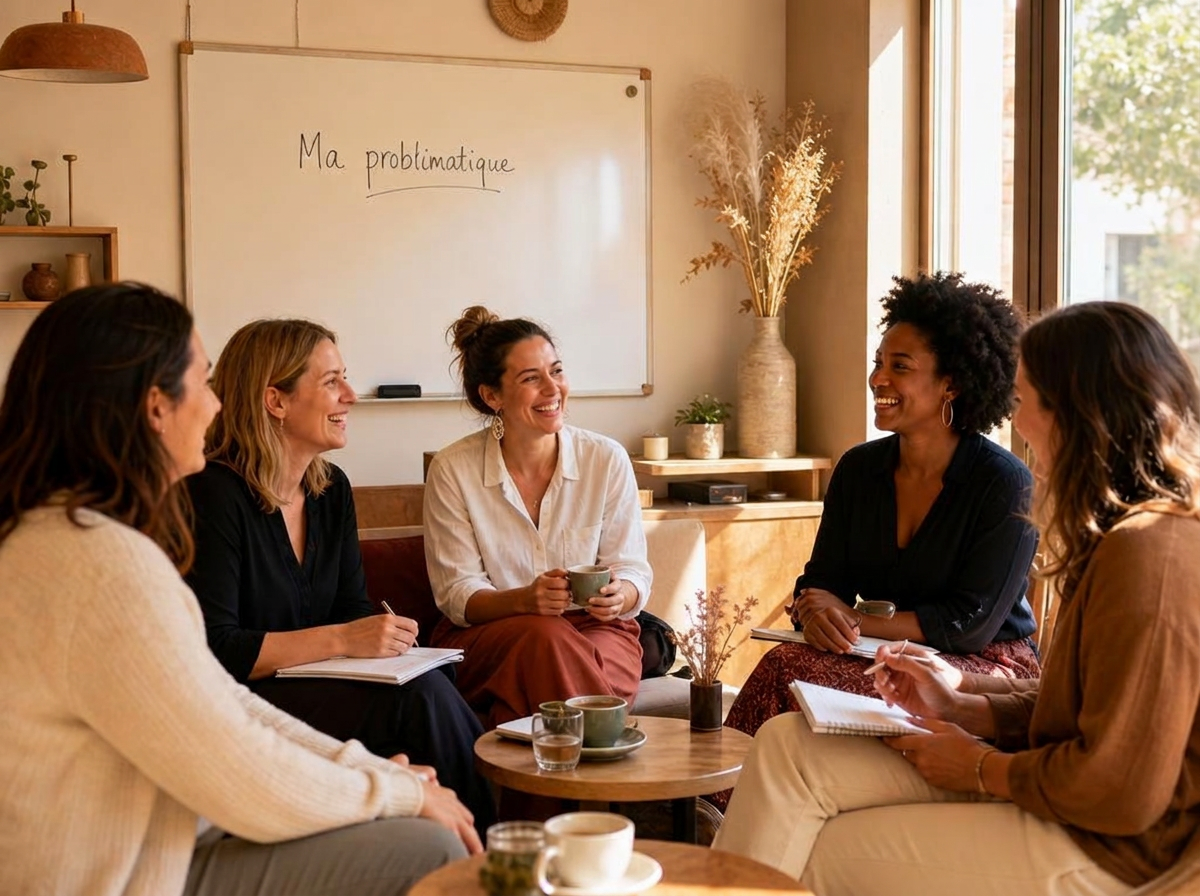 Cercle d'entrepreneuses échangeant autour d'une table
